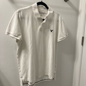 American Eagle Outfitters Men's Cream Polo Shirt